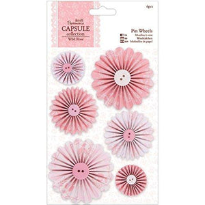 Papermania Wild Rose Pinwheels 6/Pkg-