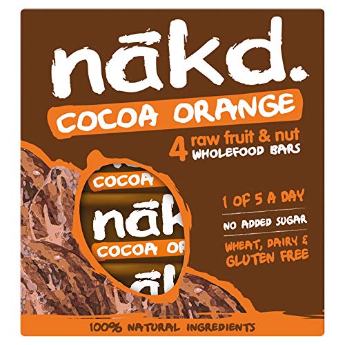 Nakd Cocoa Orange Fruit and Nut Bar, 140g (Pack of 4)