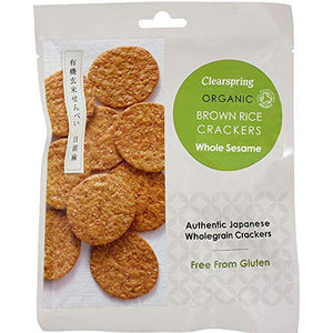 Clearspring Organic Japanese Brown Rice Crackers with Whole Sesame and Tamari, 40g