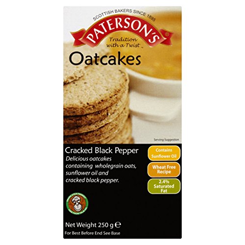 Paterson Cracked Black Pepper Oatcake 250g (Pack of 8)