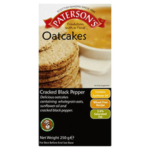 Paterson Cracked Black Pepper Oatcake 250g (Pack of 8)