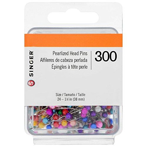 Singer Pearlized Head Straight Pins, Size 24, 300 pieces per pack