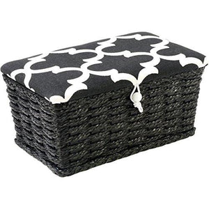 PRYM Sewing Basket Rectangle -7.5"X4.5"X3.25" Black & White Lid