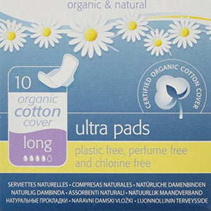 Natracare Natural Uitra Pads W/Wings - Long W/Organic Cotton Cover - 10 Pack