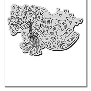 STAMPENDOUS LBCP010 Laurel Burch Cling Stamp, Love Cat Angel