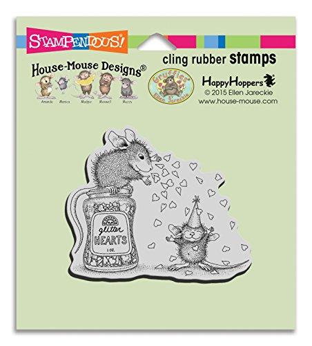 Stampendous House Mouse Cling Rubber Stamp Glitter Hearts