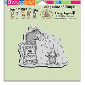 Stampendous House Mouse Cling Rubber Stamp Glitter Hearts