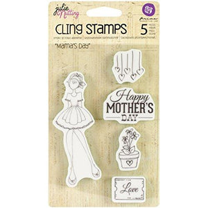 Prima Marketing Julie Nutting Mixed Media Cling Rubber Stamps, 4-Inch by 6-Inch, Mama's Day
