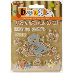 Scrapberry's Basik & Ko Clear Stamps 4"X4"-Live, Laugh, Love