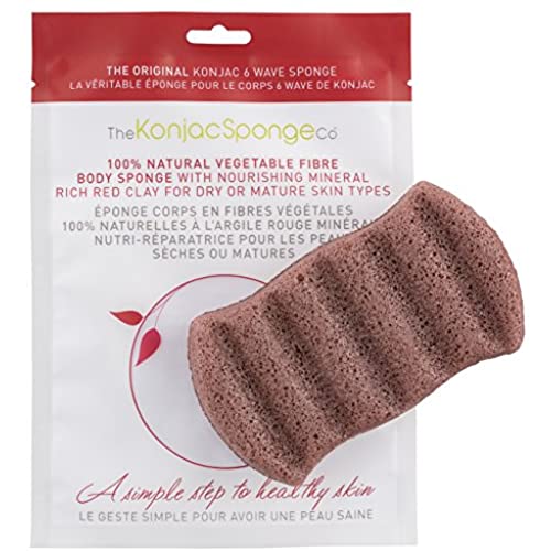 The Konjac Sponge Company 6 Wave body sponge with Red clay for rejuvenating and refining skin