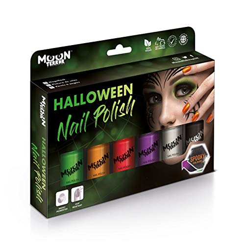 Moon Terror - Halloween Nail Polish - 14ml - For spooky halloween nails. Perfect for vampire, ghost, skeleton, witch, pumpkin, monster etc - Gift Set