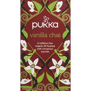 Pukka Vanilla Chai, Oragnic Herbal Tea with Cinnamon & Cardamom (4 Pack, 80 Tea bags)