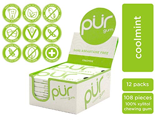 PUR Gum Coolmint Aspartame Free Nine Piece Sleeve (Pack of 12)