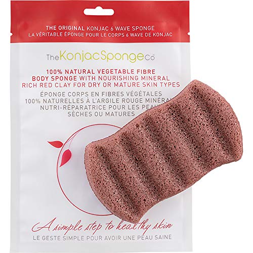 Konjac Sponge 6 Wave Body Sponge, French Red Clay