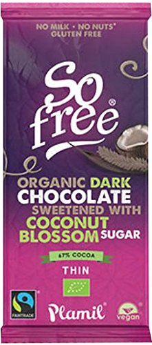 Plamil So Free Organic FT Dark 67% Coconut Blossom Thin 80g (Pack of 12)