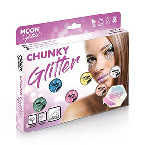 Iridescent Chunky Glitter by Moon Glitter – 100% Cosmetic Festival Glitter for Face, Body, Nails, Hair and Lips - 3g - Boxset