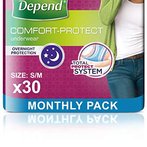 Depend Comfort Protect Incontinence Pants for Women, Small/Medium - 30 Pants