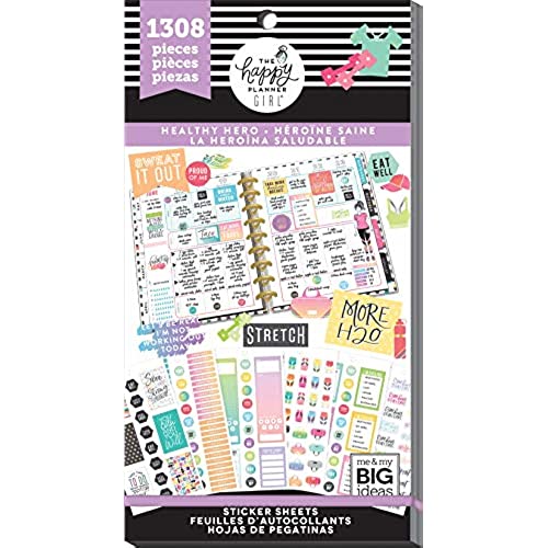 ME & MY BIG IDEAS Happy Planner STCKRS HLTHY, Healthy Hero, 1308/Pkg, One Size