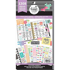 ME & MY BIG IDEAS Happy Planner STCKRS HLTHY, Healthy Hero, 1308/Pkg, One Size