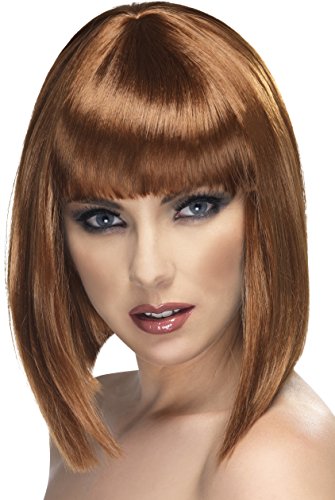 Smiffys Glam Blunt Wig with Fringe - Brown