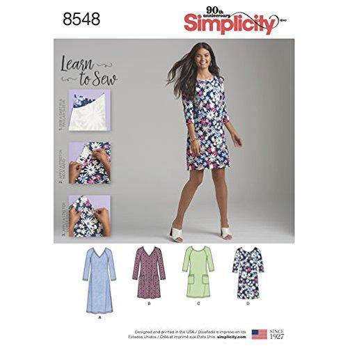 Simplicity Pattern 8548 Misses' Knit Dress SIZE 10-22 LEARN-TO-SEW SEWING PATTERN