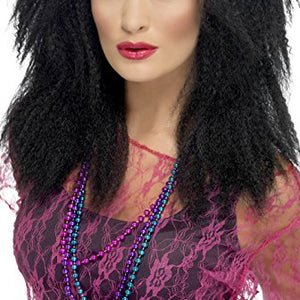 Smiffys 80's Trademark Crimp Wig Layered Long with Fringe - Black