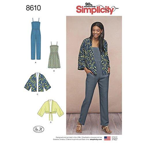 Simplicity Pattern 8610 Misses' Kimono, Jumpsuit and Dress SIZE 16,18,20,22,24 SEWING PATTERN