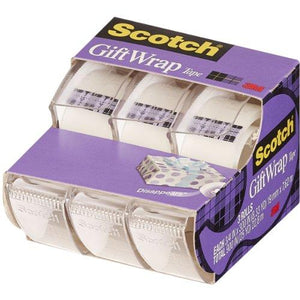 Scotch Gift Wrap Satin Finish Tape, Disappears Flawlessly, 3/4 x 300 Inches, 3 Pack (311)