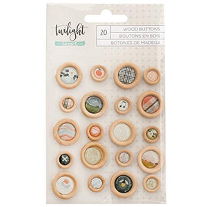 One Canoe Two 20 Piece Epoxy Wood Buttons Twilight Embellishments