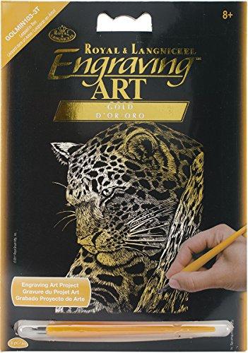 Royal Brush Gold Foil Engraving Leopard in Tree Art Mini Kit, 5" by 7"