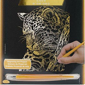 Royal Brush Gold Foil Engraving Leopard in Tree Art Mini Kit, 5" by 7"