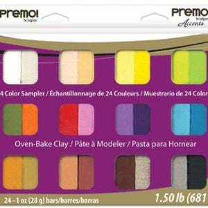 Polyform Premo Clay Sampler Pack, Assorted Colors, 24-Pack