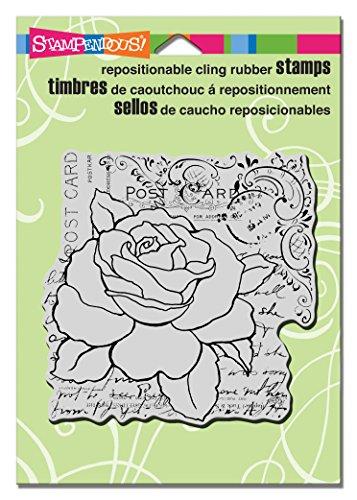 STAMPENDOUS CRW186 Cling Rose Postcard Rubber Stamp