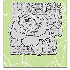 STAMPENDOUS CRW186 Cling Rose Postcard Rubber Stamp