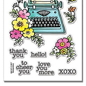 Stampendous Floral Typewriter Perfectly Clear Stamp Set
