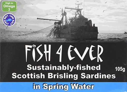 Fish 4 Ever Brisling Sardines in Spring Water 105 g (Pack of 6)