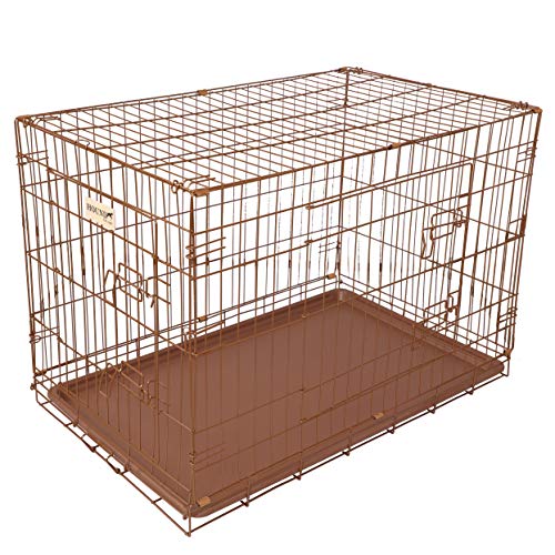 Hound Antique Copper Finish Fold Flat Metal Crate With Metal Tray - Large