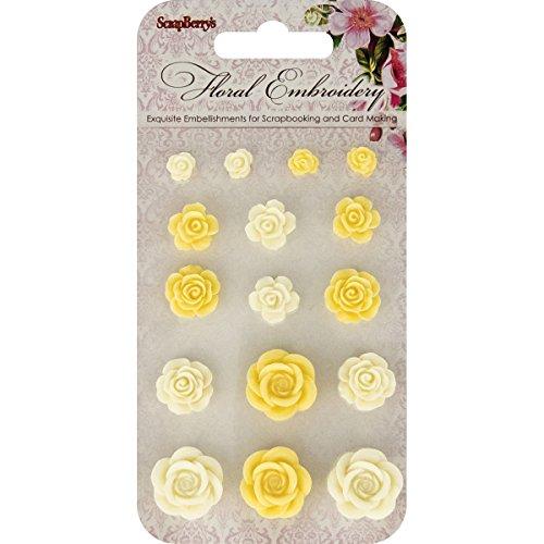 ScrapBerry's Floral Embroidery Resin Flower Embellishments-#2 White & Yellow/8