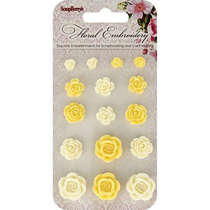 ScrapBerry's Floral Embroidery Resin Flower Embellishments-#2 White & Yellow/8