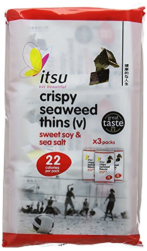 Itsu Soy & Sea Salt Crispy Seaweed Thins Multipack 5gx3 (Pack of 6)