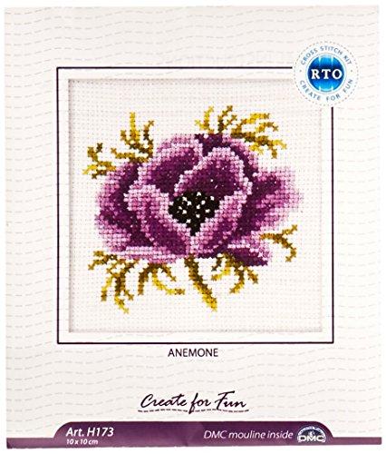 RTO H173 14 Count Counted Cross Stitch Kit, 4 by 4-Inch, Anemone