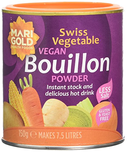 Marigold Swiss Vegetable Vegan Bouillon Powder Reduced Salt 150 g (Pack of 6)