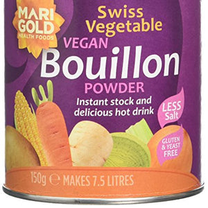 Marigold Swiss Vegetable Vegan Bouillon Powder Reduced Salt 150 g (Pack of 6)