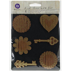 Prima Marketing Prima Wooden Icons with Foil (6 Pack), Keys and Doilies