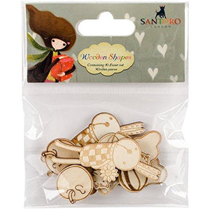 Santoro Kori Kumi Laser Cut Wood Shapes 10/Pkg-Characters, 5 Designs/2 Each