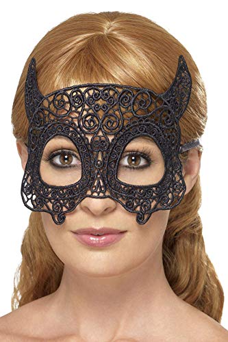 Smiffys 45629 Embroidered Lace Filigree Devil Eye Mask (One Size)
