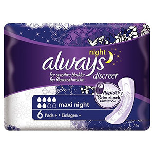 Always Discreet Maxi Night Incontinence Pads, Pack of 6