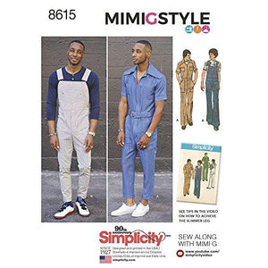 Simplicity Pattern 8615 AA Men's Vintage Jumpsuit and Overalls by Mimi G, Size 34-42