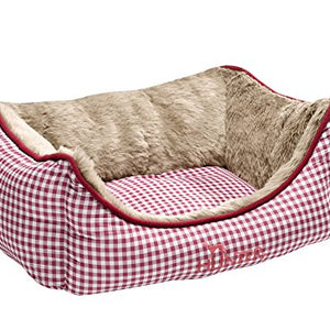 Dog Sofa Astana, 80 X 60 Cm Red Checked, With Plush | Hunter
