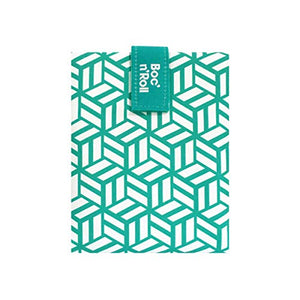 Roll'eat Boc'n'Roll- Tiles Gòtic Green - Reusable sandwich holder, Food bag for snacks, convertible into tablecloth, adjustable, foldable, ecological and washable, BPA free